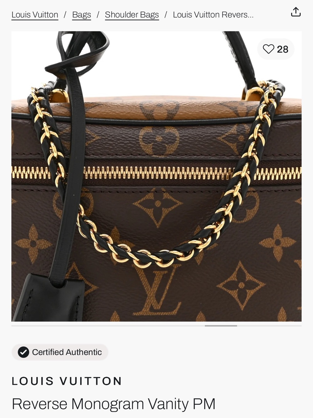 Louis Vuitton Monogram Vanity PM Shoulder Bag in Brown, Black